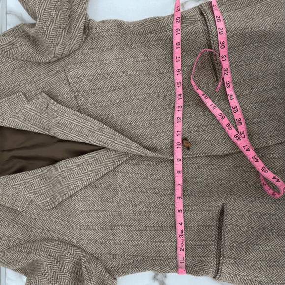 Vintage Mens Wool Tweed Sport Coat 44R Brown Herringbone Two Buttons Preppy - Picture 10 of 15